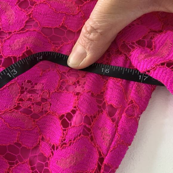 Trina Turk Fuchsia Pink Lace Mini Party Dress Open Back lined Small - Picture 9 of 11